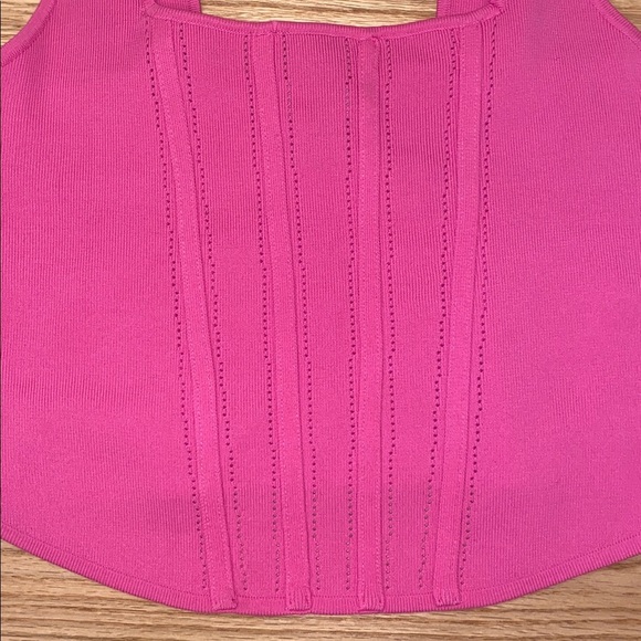 Happily Grey Pink Ribbed Corset Crop Top Size XL - Picture 4 of 7